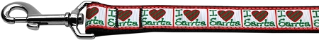 I Heart Santa Nylon Dog Leash 3/8 inch wide 6ft Long